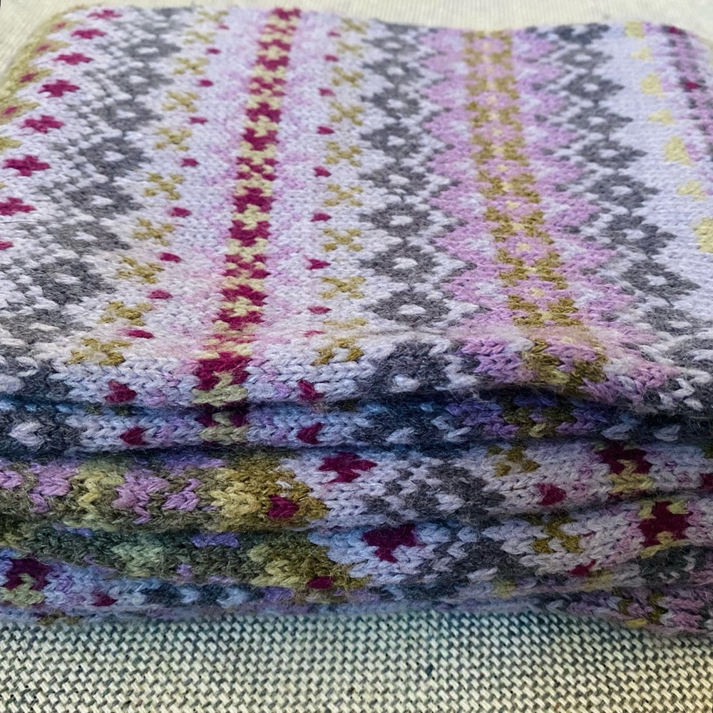 Eddie Bauer Double Sides Fair Isle Knit Winter Scarf - Lavender